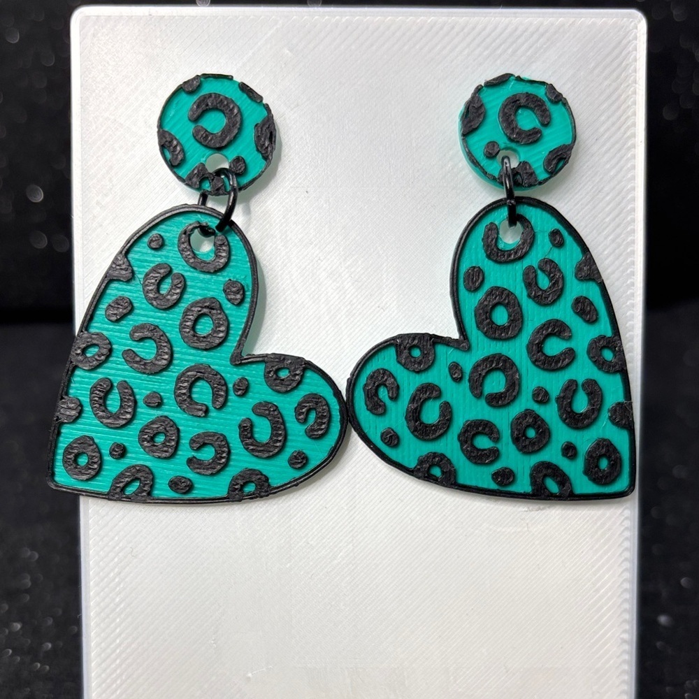 Leopard Print Heart Earrings
